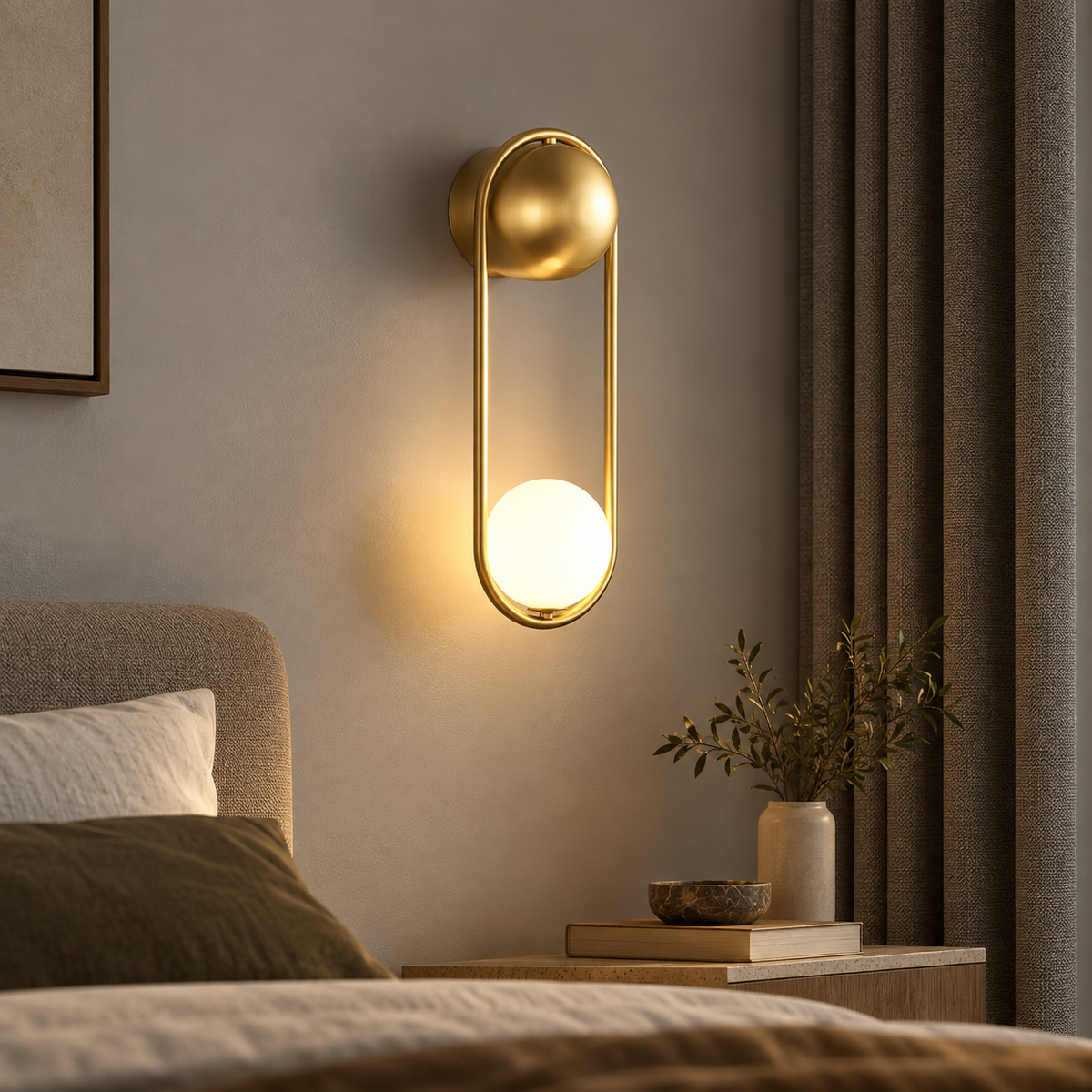 U-vormige led-wandlamp – Art-decodesign | Koper of zwart