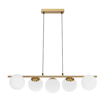 5-Vlam Glazen Bol Hanglamp – Verstelbare Hoogte | Zwart of Goud