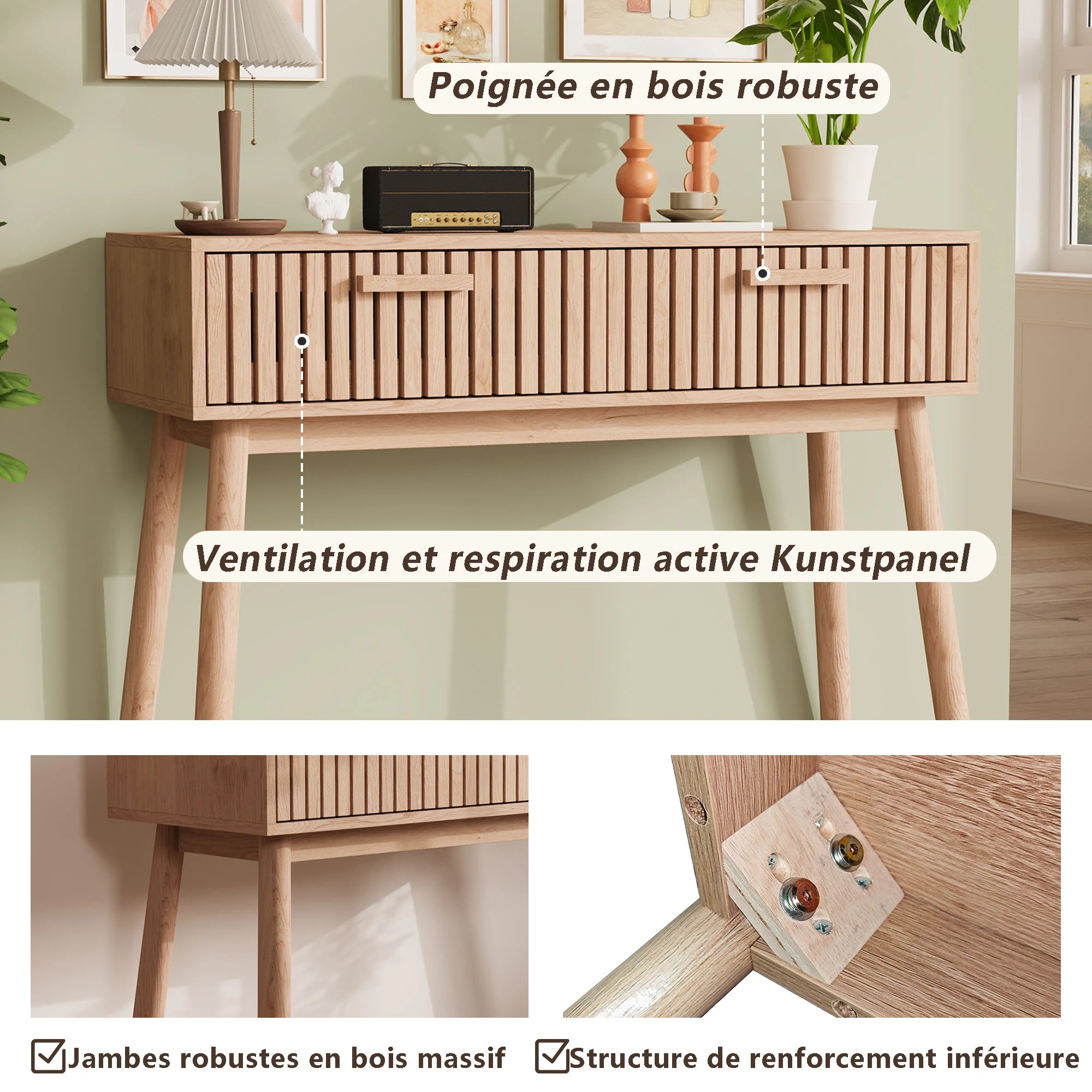 Konsolentisch mit zwei Schubladen – Eleganter Eingangstisch mit hohen Beinen