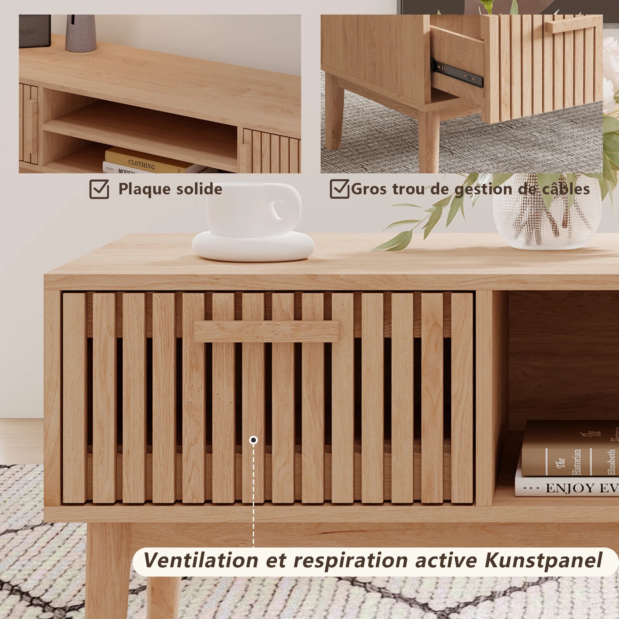 Couchtisch aus Massivholz – Natürlicher, niedriger Beistelltisch für das Wohnzimmer
