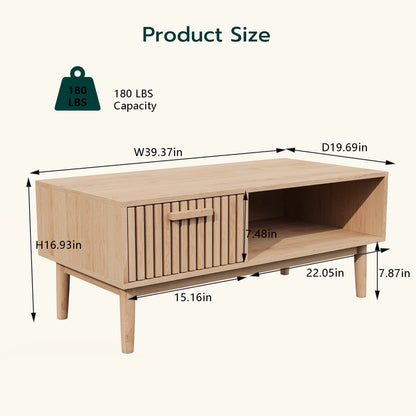 Couchtisch aus Massivholz – Natürlicher, niedriger Beistelltisch für das Wohnzimmer