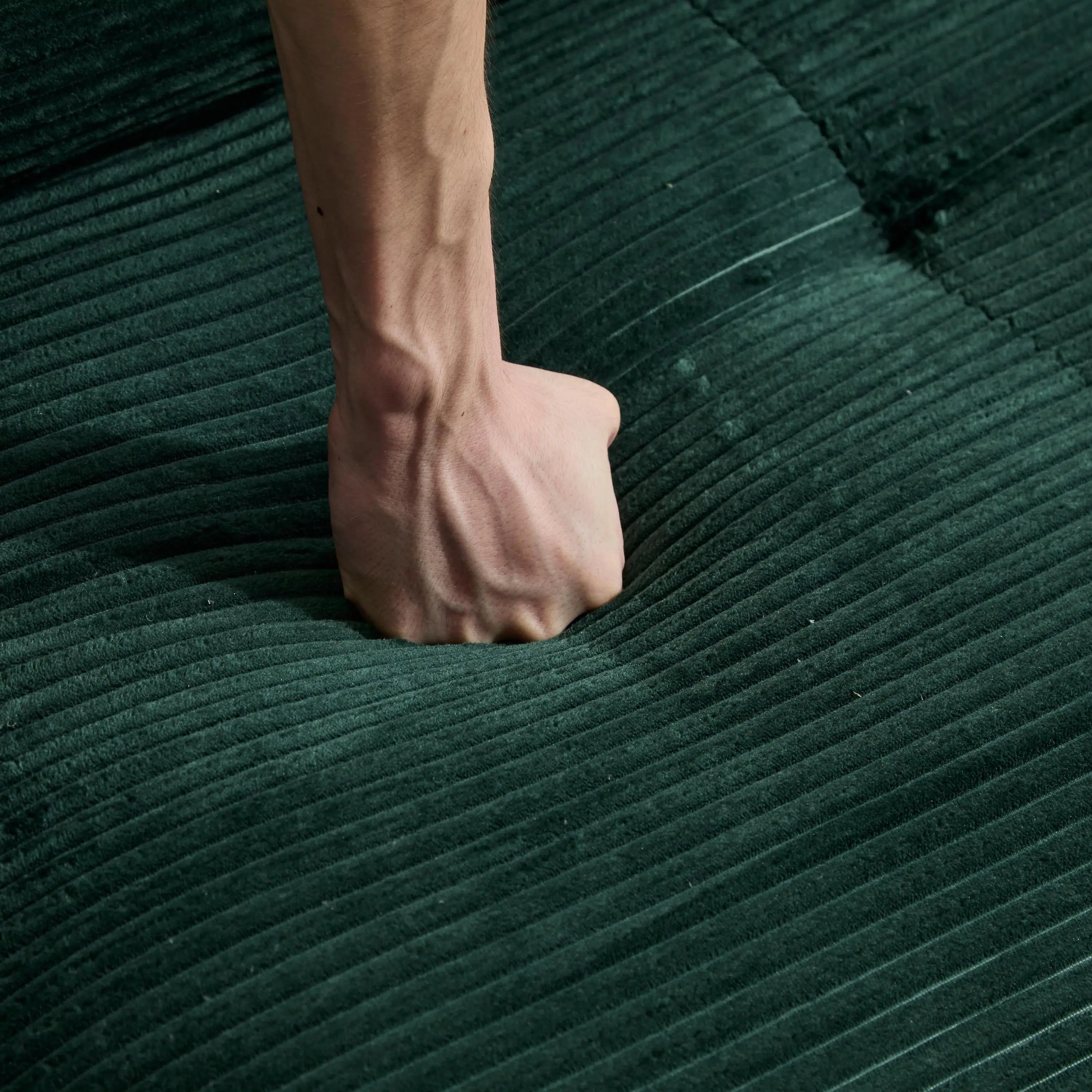 Luxury Green L-Shaped Corduroy Sofa - 3-Seater Modular Sectional Couch