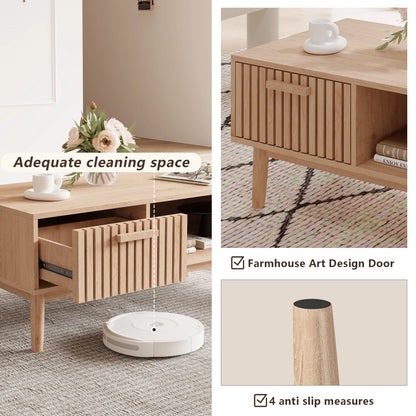 Couchtisch aus Massivholz – Natürlicher, niedriger Beistelltisch für das Wohnzimmer