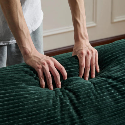 Luxury Green L-Shaped Corduroy Sofa - 3-Seater Modular Sectional Couch