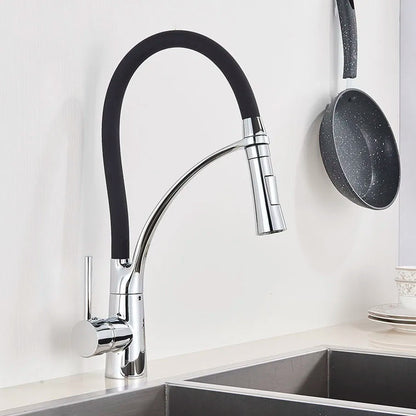 Matte Black Kitchen Faucet – Pull-Down Swivel Spout | Deck Mounted Mixer Tap