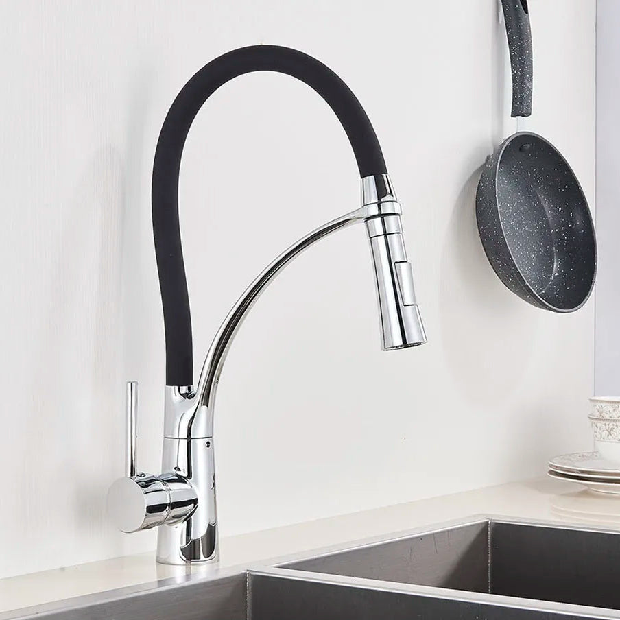 Matte Black Kitchen Faucet – Pull-Down Swivel Spout | Deck Mounted Mixer Tap