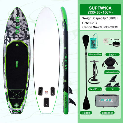 Inflatable SUP board with premium accessories and carrying strap