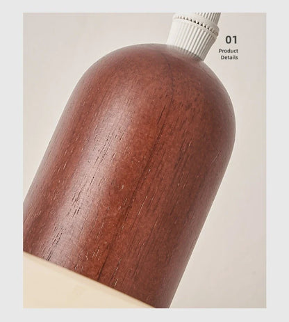 Melkglazen LED Hanglamp met Houten Pendel