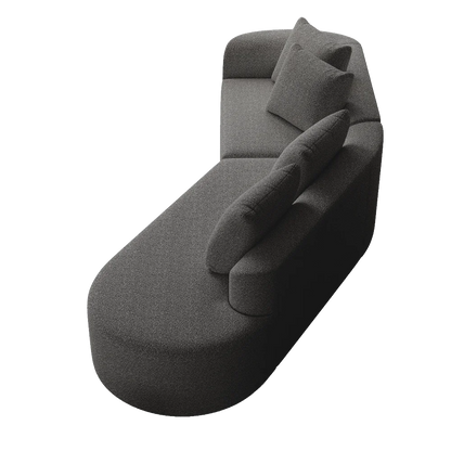 Luxury Dark Gray Chenille Cloud Sofa - 4-Seater Curved Sectional Couch