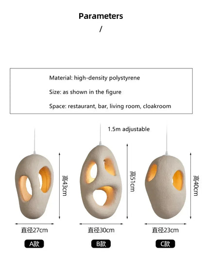 Wabi-Sabi-Hängeleuchte aus Kunstharz – Moderne, skulpturale Hängelampe