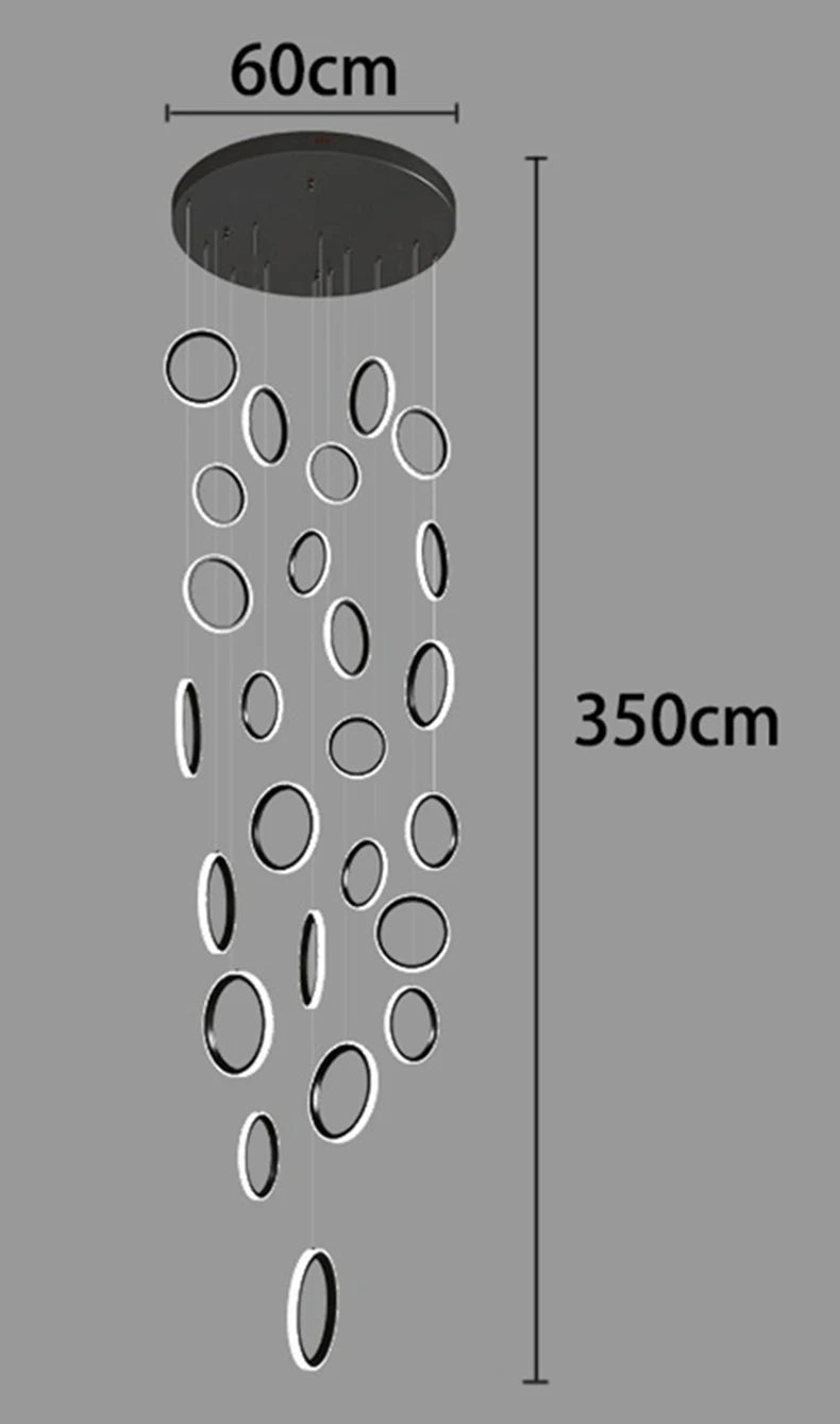 Stairwell Chandelier Crystal Ring - Modern for Staircase & High Ceilings