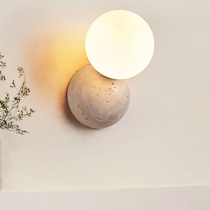 Runde Steinwandleuchte – Warmweißes Bettlicht