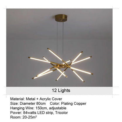 LED Tube Hanglamp - 12 Lichts - Zwart