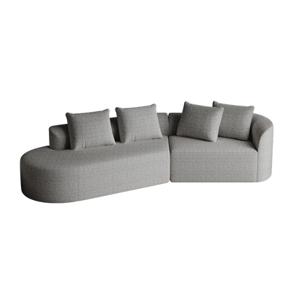 Luxury Dark Gray Chenille Cloud Sofa - 4-Seater Curved Sectional Couch
