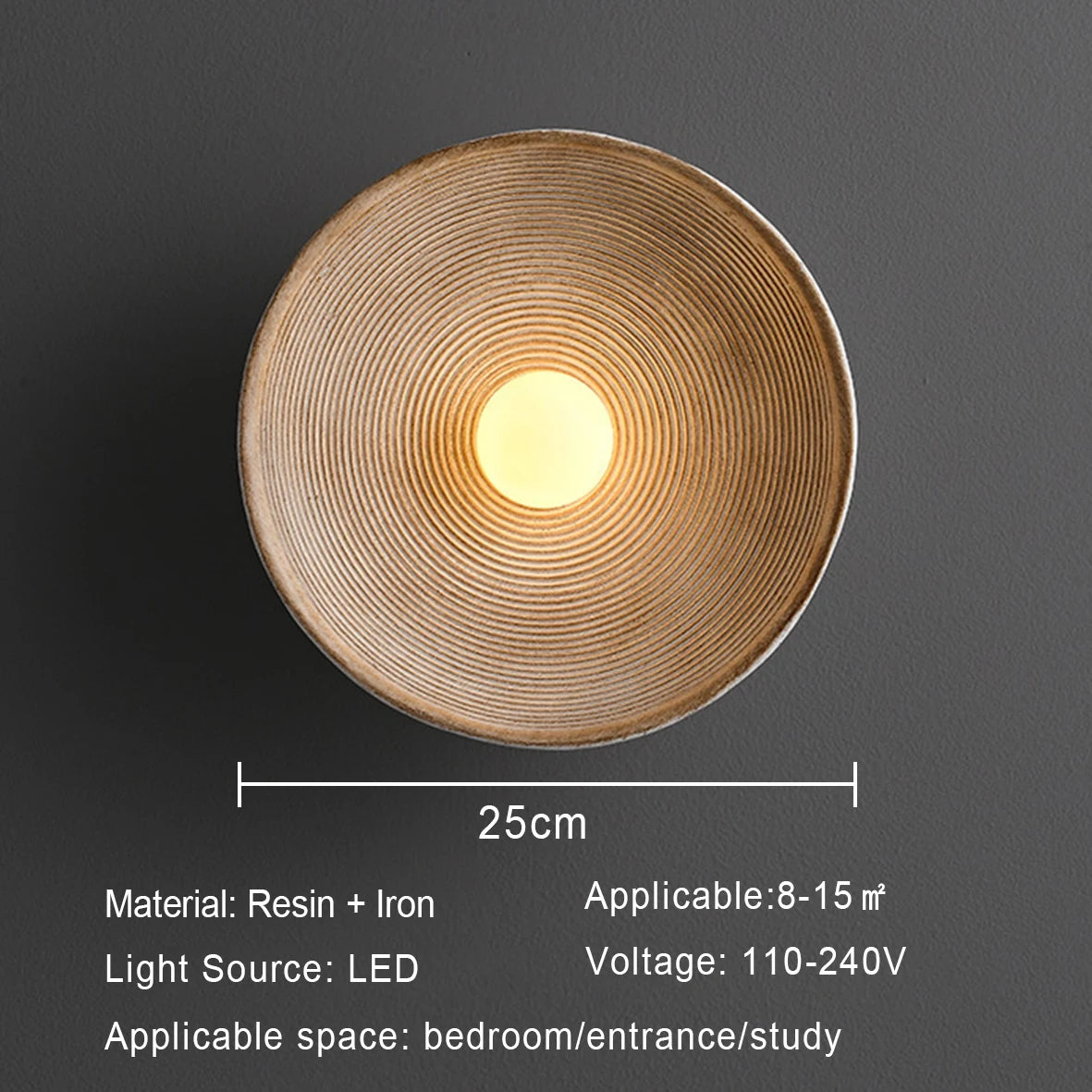 Luna Round Wall Sconce - Wabi-Sabi Resin Lamp