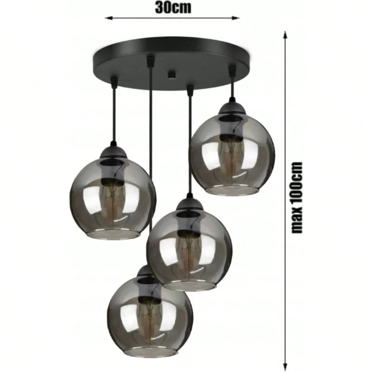 Moderner Glas-Pendelleuchter – Graue Ausführung, mehrflammige Leuchte