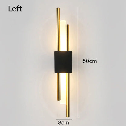 Nordic LED Wall Lamp – Modern Up & Down Sconce | Black/Gold | Bedroom, Living Room, Hallway