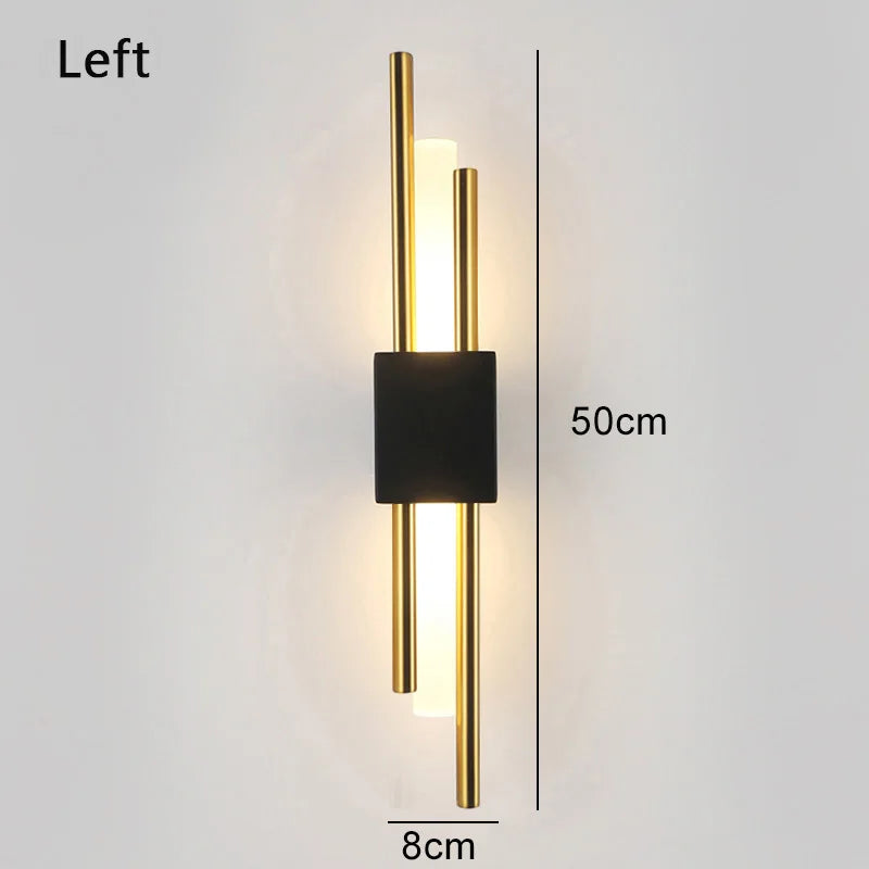 Nordic LED Wall Lamp – Modern Up & Down Sconce | Black/Gold | Bedroom, Living Room, Hallway