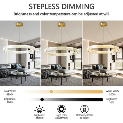 Crystal Chandelier Double Rings 55cm - Pendant Light