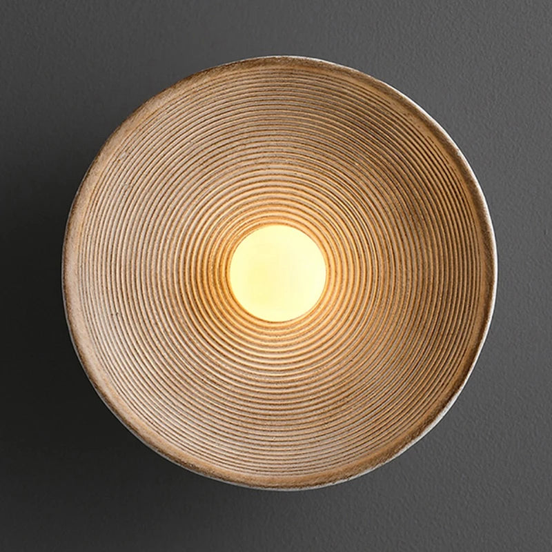 Luna Round Wall Sconce - Wabi-Sabi Resin Lamp