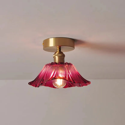 Flower Glass Pendant Lamp - Copper Ceiling Chandelier