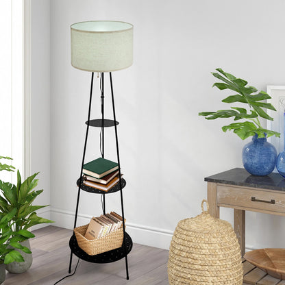Moderne Stehleuchte mit 3-stufigem Regal – E27 Stehleuchte mit Stauraum
