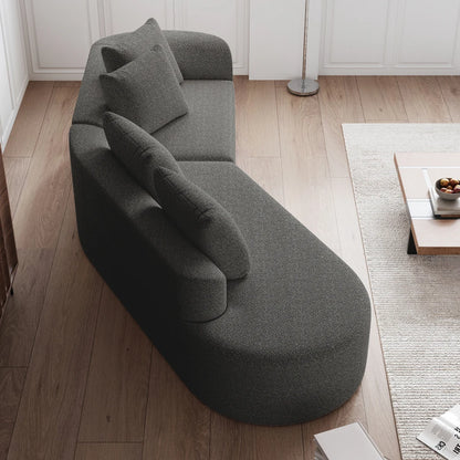 Luxury Dark Gray Chenille Cloud Sofa - 4-Seater Curved Sectional Couch