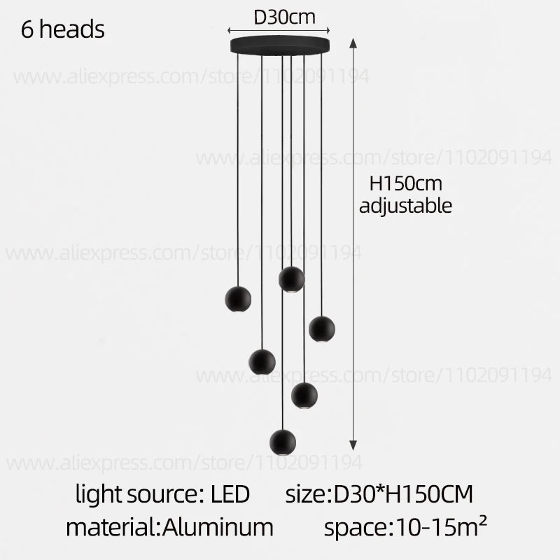 Moderner runder LED-Pendelleuchter – Treppenhausleuchte mit mehreren Leuchten