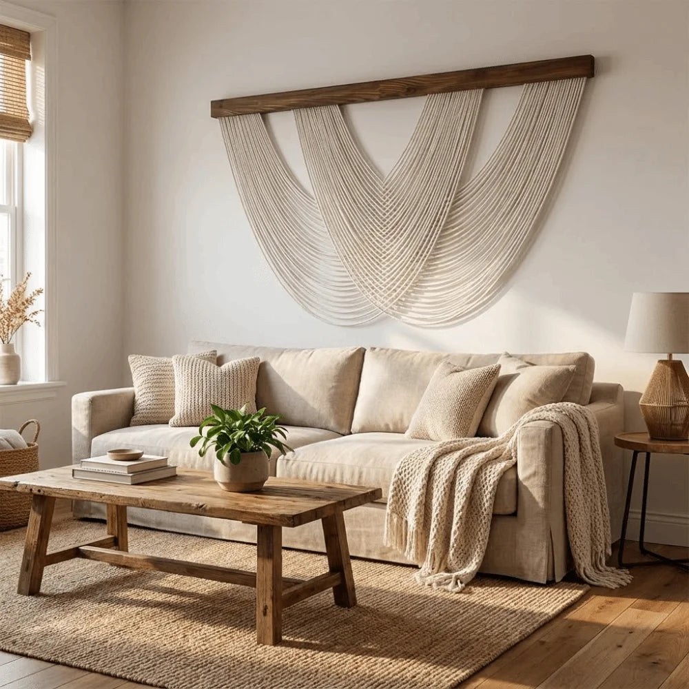 Boho-Wandbehang aus Baumwollseil 100 x 60 cm