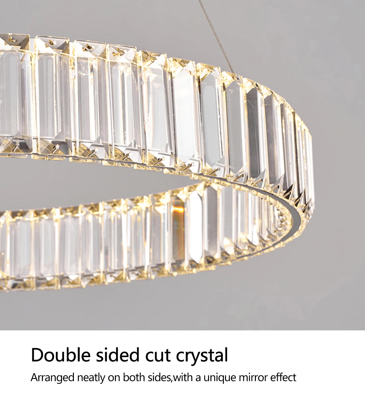 Crystal Chandelier Double Rings 55cm - Pendant Light