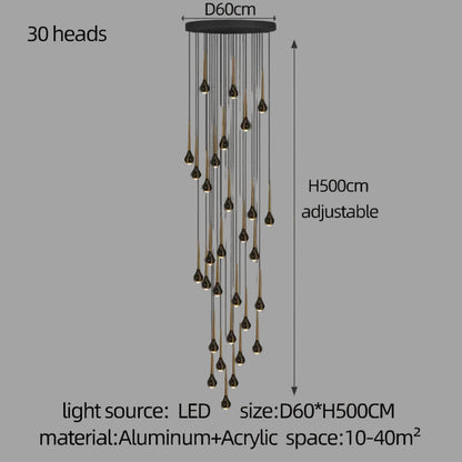 LED-Treppenhaus-Pendelleuchte – Schwarz und Gold