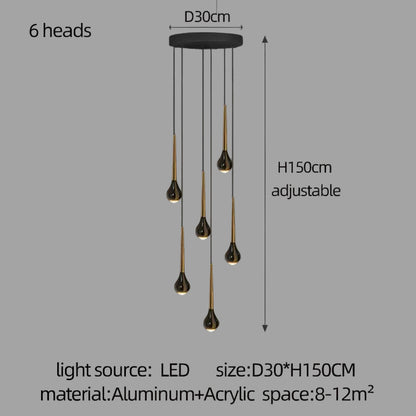LED-Treppenhaus-Pendelleuchte – Schwarz und Gold