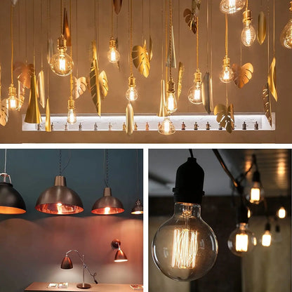 G80 LED Edison Bulb E27 Dimmable 10W Vintage Globe Light Bulb Warm White 2700K Amber Glass Retro Filament Decorative Bulb 220V Energy Saving