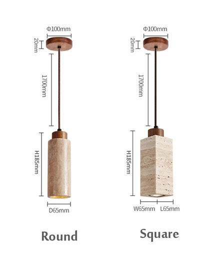 Pendelleuchte aus natürlichem Travertin – Japanische Wabi-Sabi-Steinlampe