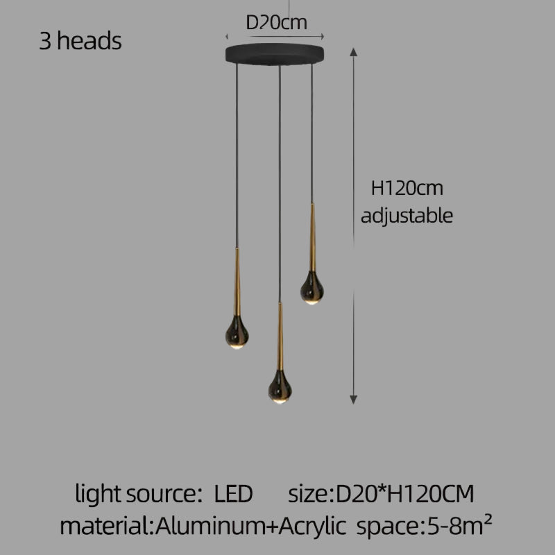 LED-Treppenhaus-Pendelleuchte – Schwarz und Gold