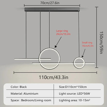 Modern LED Chandelier - Minimalist Pendant Light for Restaurant, Living Room & Bar