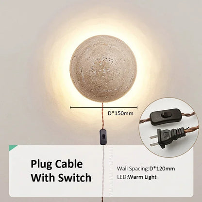 Nordic Limestone Wall Lamp - Natural Stone LED Light for Bedroom & Corridor