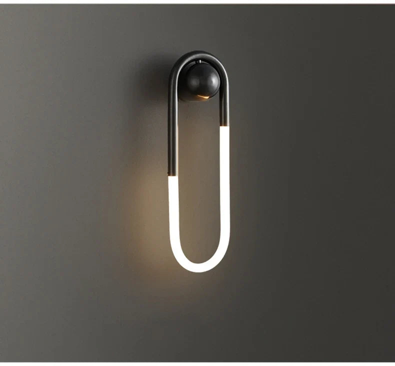 U-vormige led-wandlamp – Art-decodesign | Koper of zwart