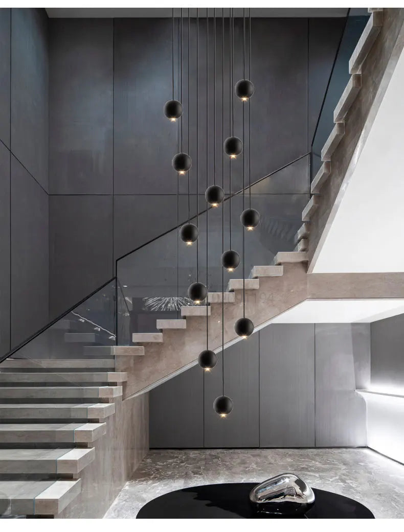 Moderner runder LED-Pendelleuchter – Treppenhausleuchte mit mehreren Leuchten