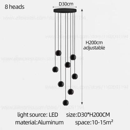 Moderner runder LED-Pendelleuchter – Treppenhausleuchte mit mehreren Leuchten