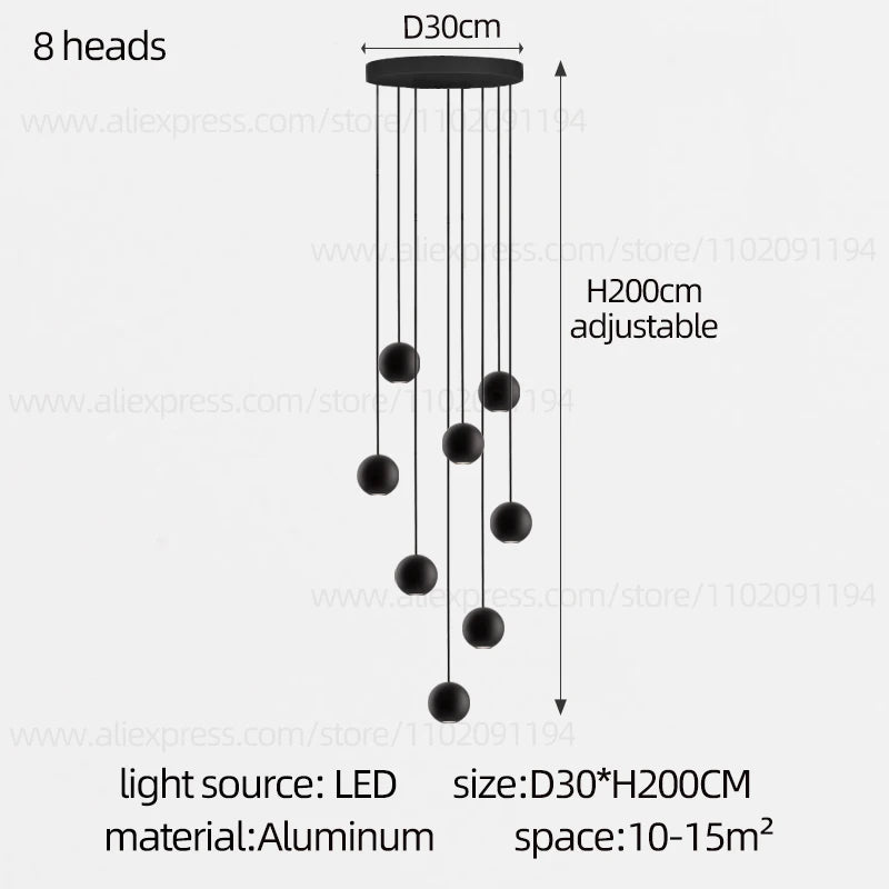 Moderner runder LED-Pendelleuchter – Treppenhausleuchte mit mehreren Leuchten