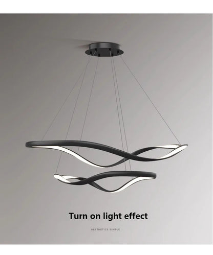 Modern Wavy Ring LED Pendant Light - Circular Designer Chandelier