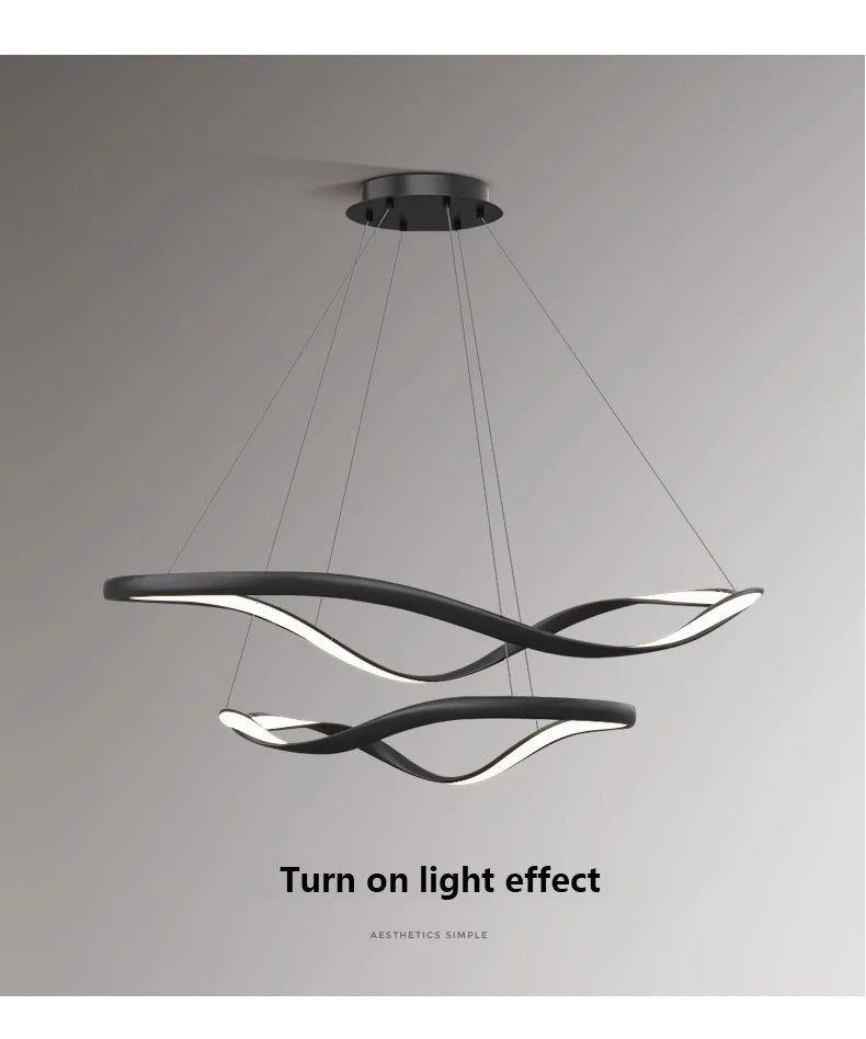 Modern Wavy Ring LED Pendant Light - Circular Designer Chandelier