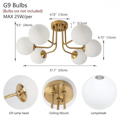 Nordic Glass Ball Ceiling Light - Modern Wrought Iron Flush Mount for Bedroom & Hallway