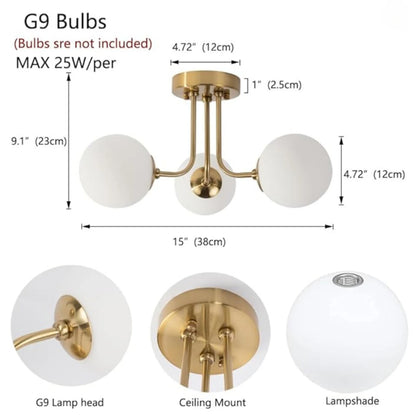 Nordic Glass Ball Ceiling Light - Modern Wrought Iron Flush Mount for Bedroom & Hallway