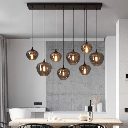 Glass pendant multiple lamps smoked glass mix