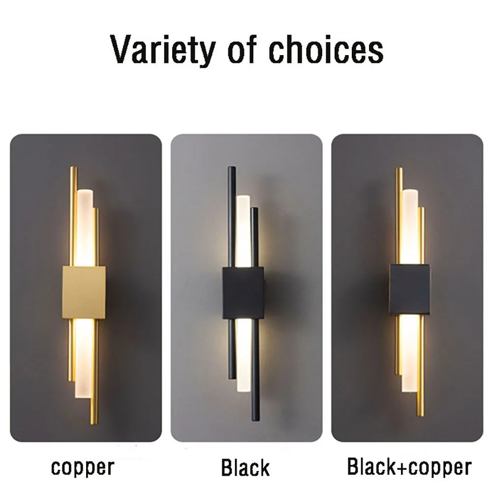 Nordic LED Wall Lamp – Modern Up & Down Sconce | Black/Gold | Bedroom, Living Room, Hallway