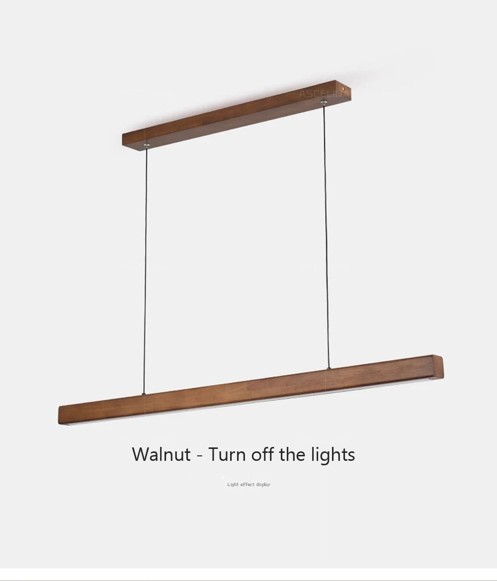 LED Pendant Light - Wood Long Strip - Kitchen Island Lighting