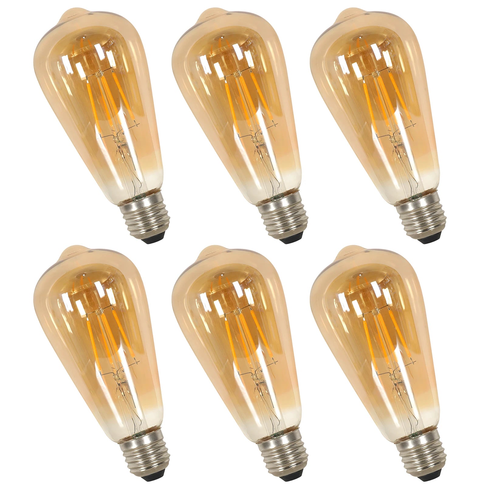 E27 LED Edison Glühbirne 4W Vintage Retro Filamentlampe ST64 Amber Glas Warmweiß 3000K 430LM Energiesparend Antik Schraubsockel Dekorative Glühbirne