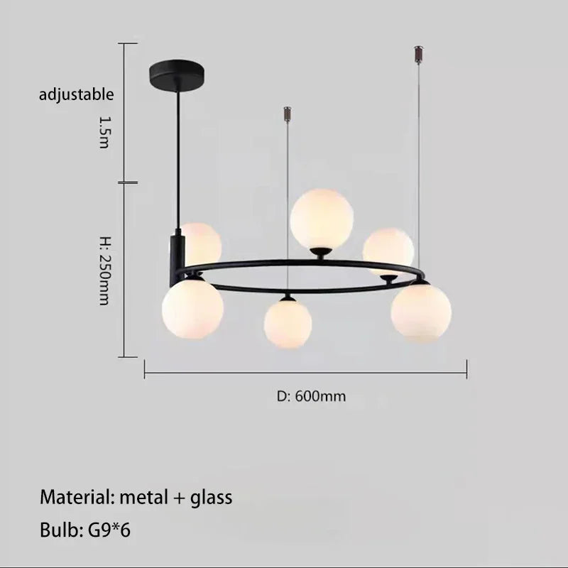 Moderne Glazen Bollen Kroonluchter – 4/6/8 Lichten | Goud of Zwart